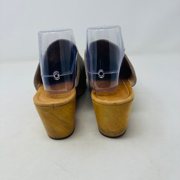 Corso Como Gray Rafe Suede Leather Clogs Wooden Platform Studded Heels Size 9.5M - Picture 8 of 14